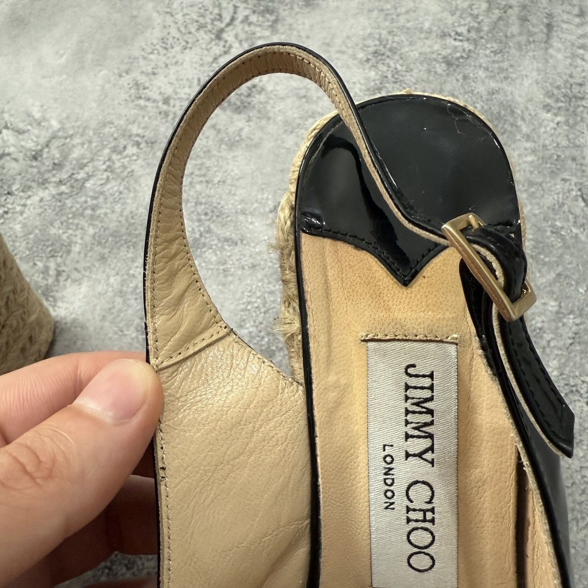 Jimmy Choo Jimmy Choo Polar Patent Platform Espadrille Heel Sandals Size US 7.5 / IT 37.5 - 4 Thumbnail