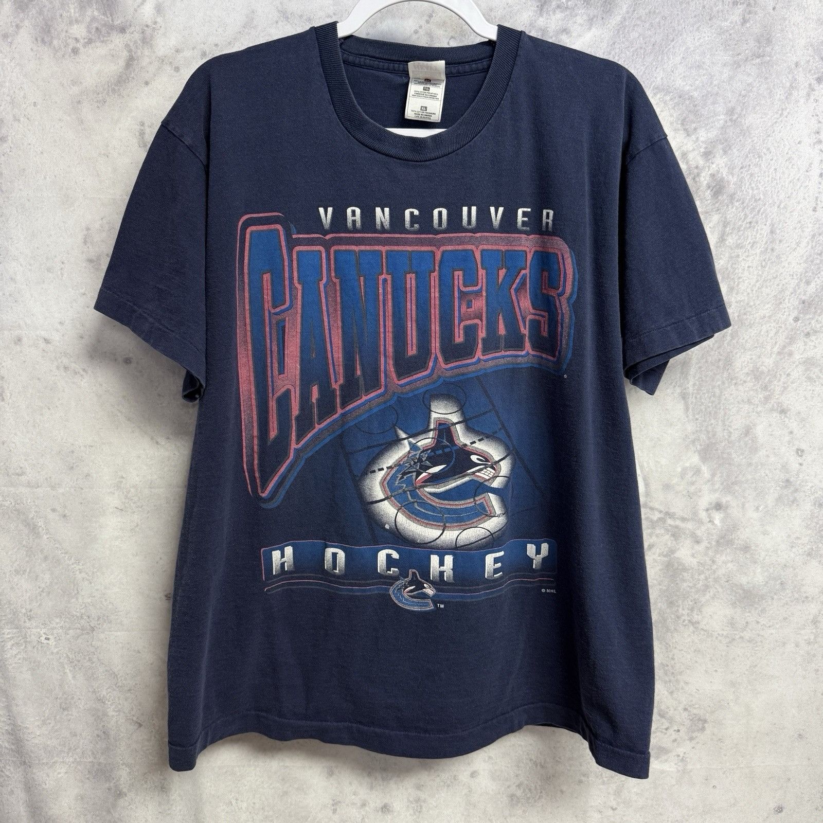 Vintage 90s Vancouver Canucks T Shirt Mens XL Blue 90s NHL