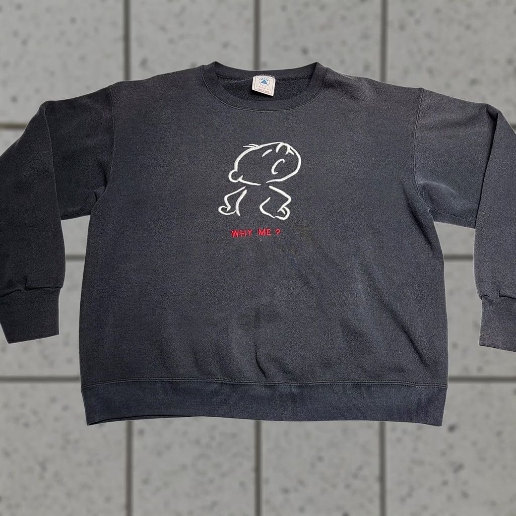 Delta VINTAGE 90's Cartoon Embroidered Sweatshirt Delta Pullover Men Large Crew Neck Long Sleeve Cotton Black Size US L / EU 52-54 / 3 - 1 Thumbnail