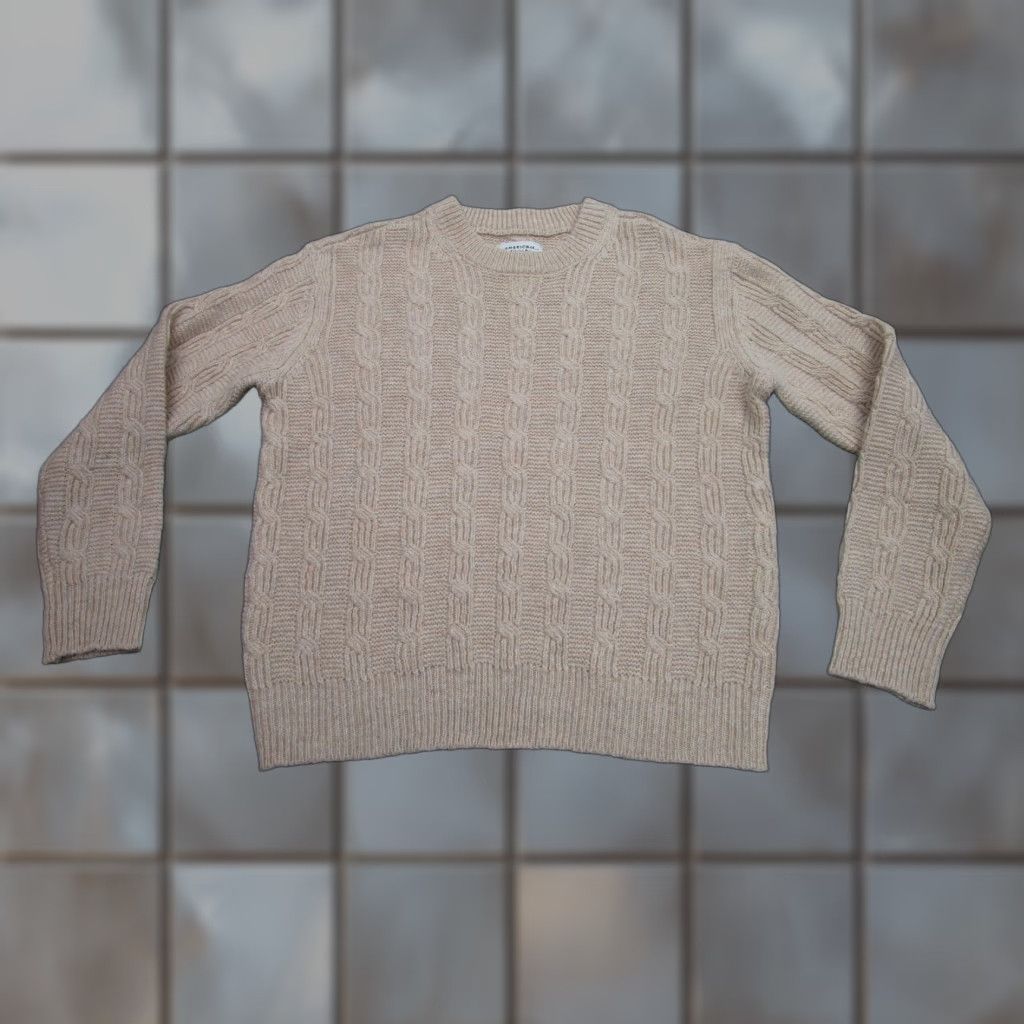 American Eagle Outfitters American Eagle Outfitters Sweater Womens XS Cable-Knit Crew Neck Pullover Preppy Beige Size XS / US 0-2 / IT 36-38 - 1 Thumbnail