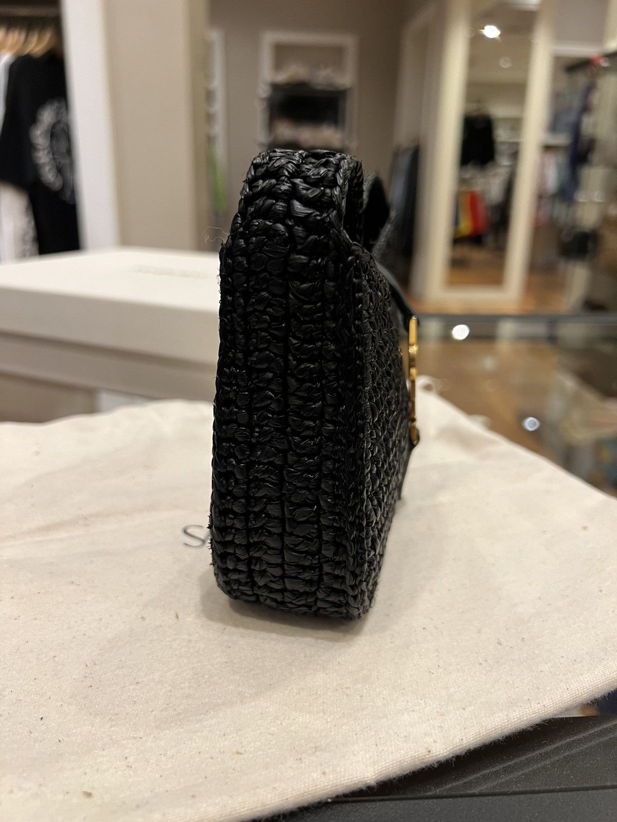 Saint Laurent Paris Saint Laurent YSL Le 5 à 7 Mini Raffia Shoulder Bag Size ONE SIZE - 9 Thumbnail