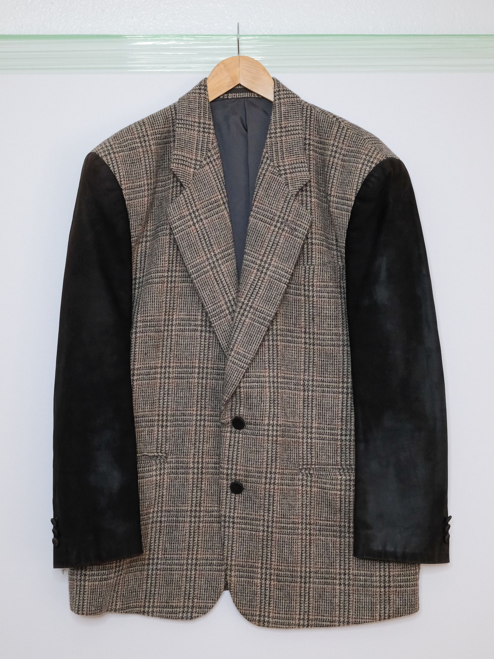 Comme des Garcons Homme 1989 Comme Des Garcons Wool / Leather Blazer Size 40R - 1 Thumbnail