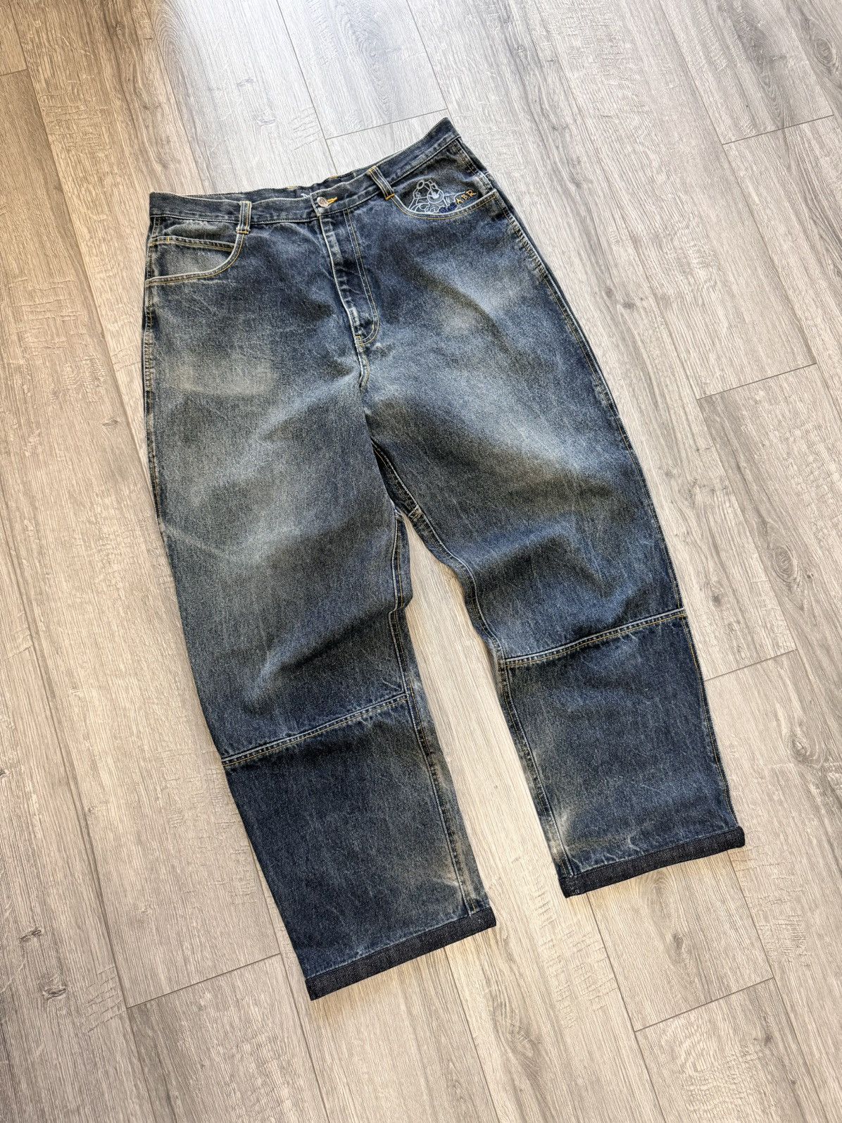 JNCO VINTAGE Y2K RAW BLUE BAGGY CYBER WING DENIM SEQUIN JEANS 36 Size US 36 / EU 52 - 12 Thumbnail