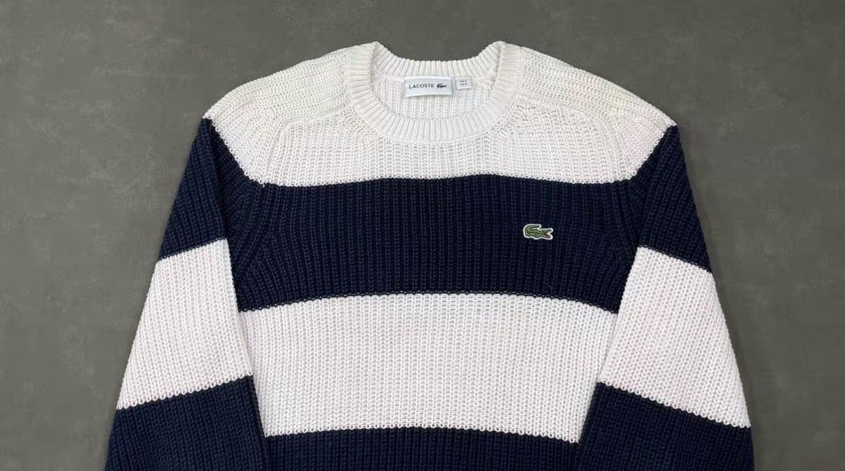 Lacoste LACOSTE Blue & White Striped Knit Sweater J16 Size US M / EU 48-50 / 2 - 5 Thumbnail