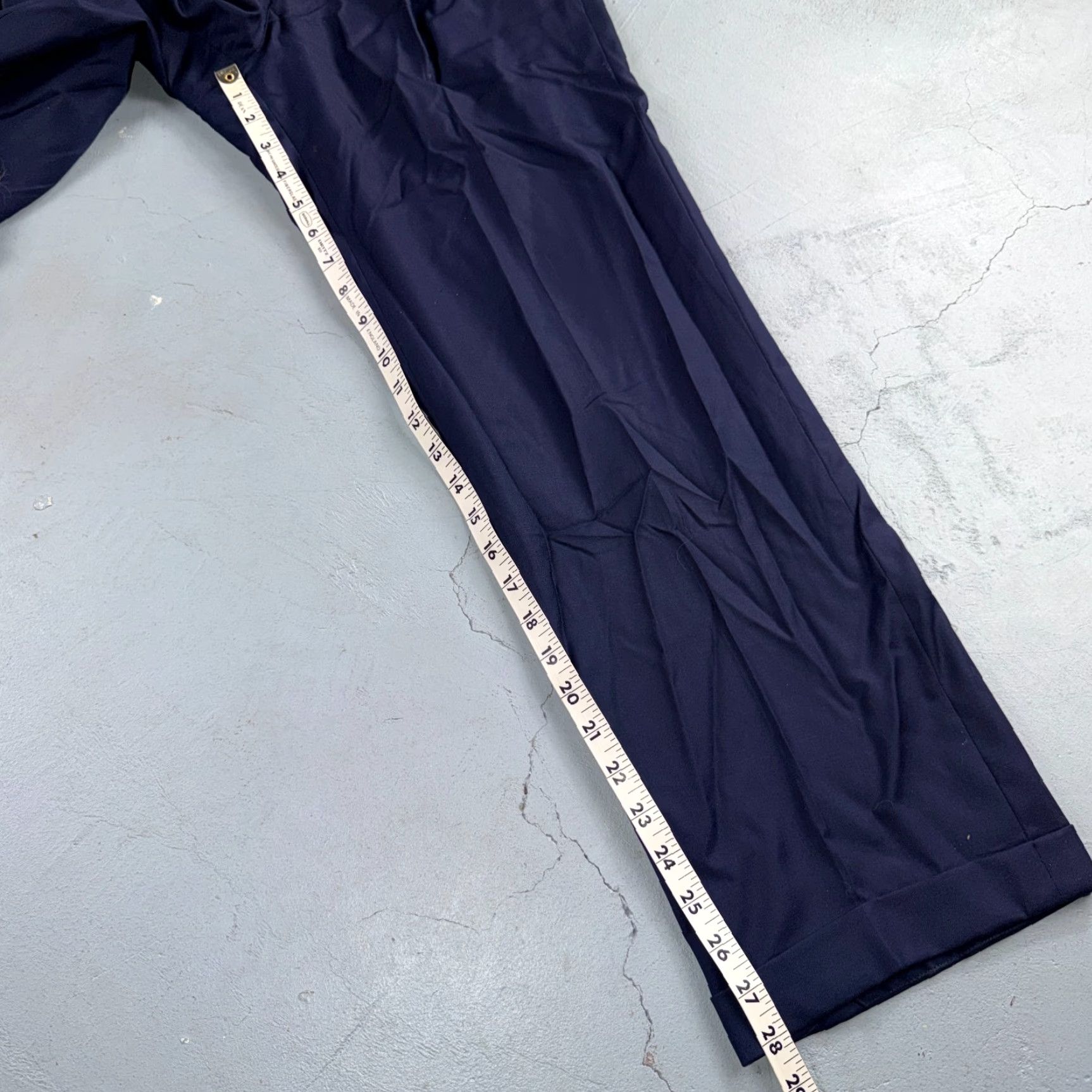 Vintage 1990s VTG Custom Mens 2 PC Suit Jacket Coat Pants Navy Blue Wool Rockabilly 40 Chest 40 Waist 40 Size Regular Size 40R - 6 Thumbnail