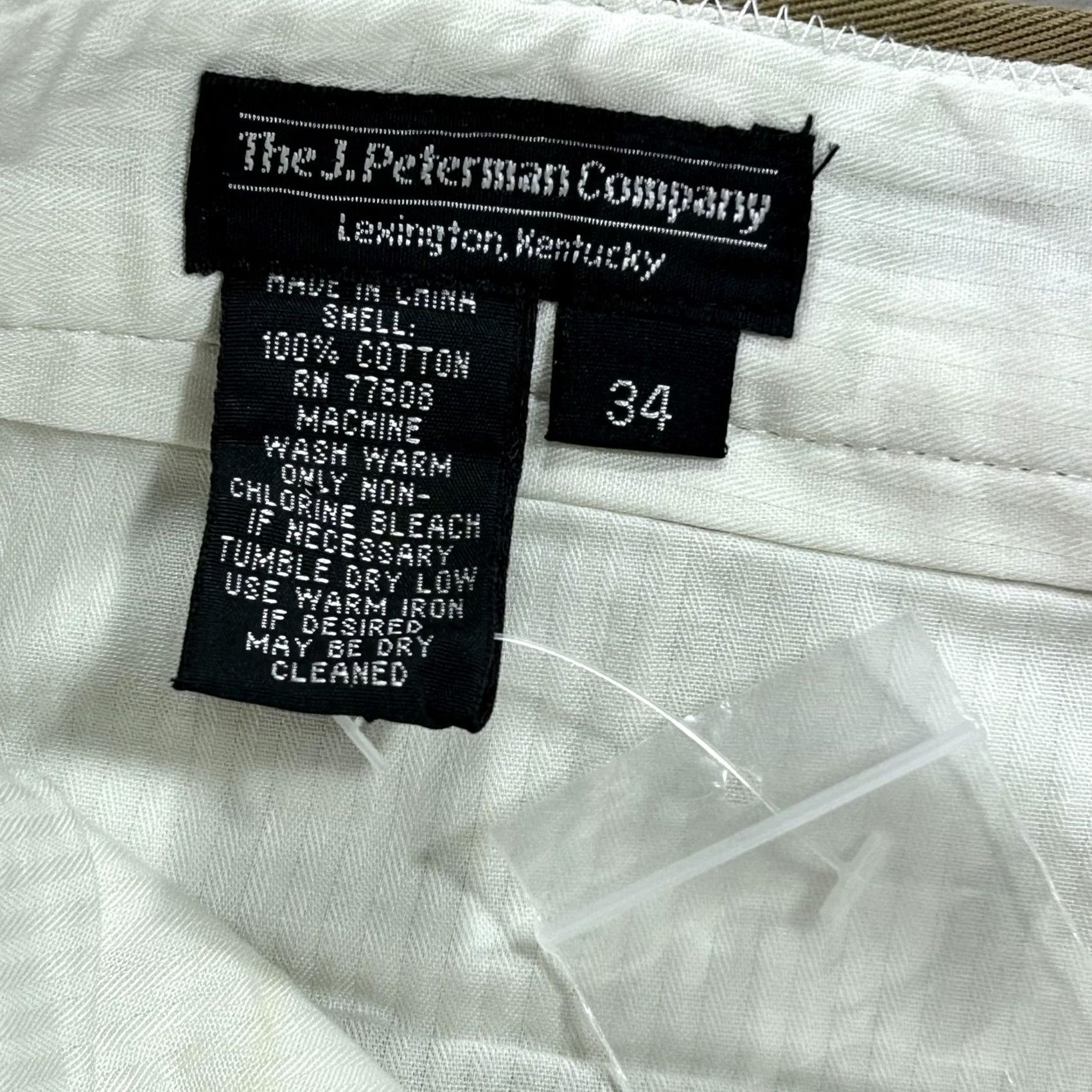 Vintage NEW J. Peterman Pants Mens 34 Khaki Chino Flat Front Unhemmed Made in USA Size US 34 / EU 50 - 5 Thumbnail
