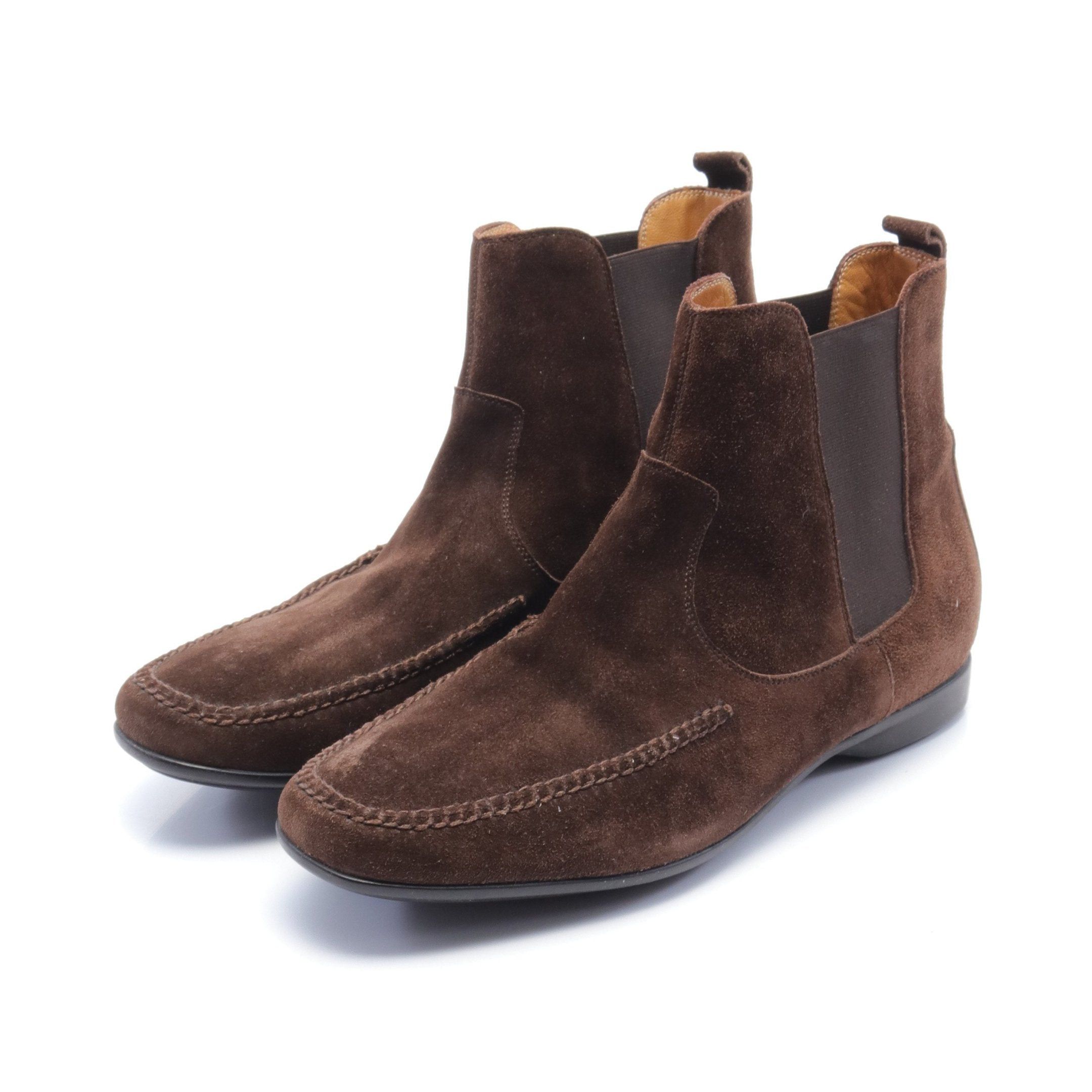 image of Hermes Side Gore Boots Suede Dark Brown, Women's
