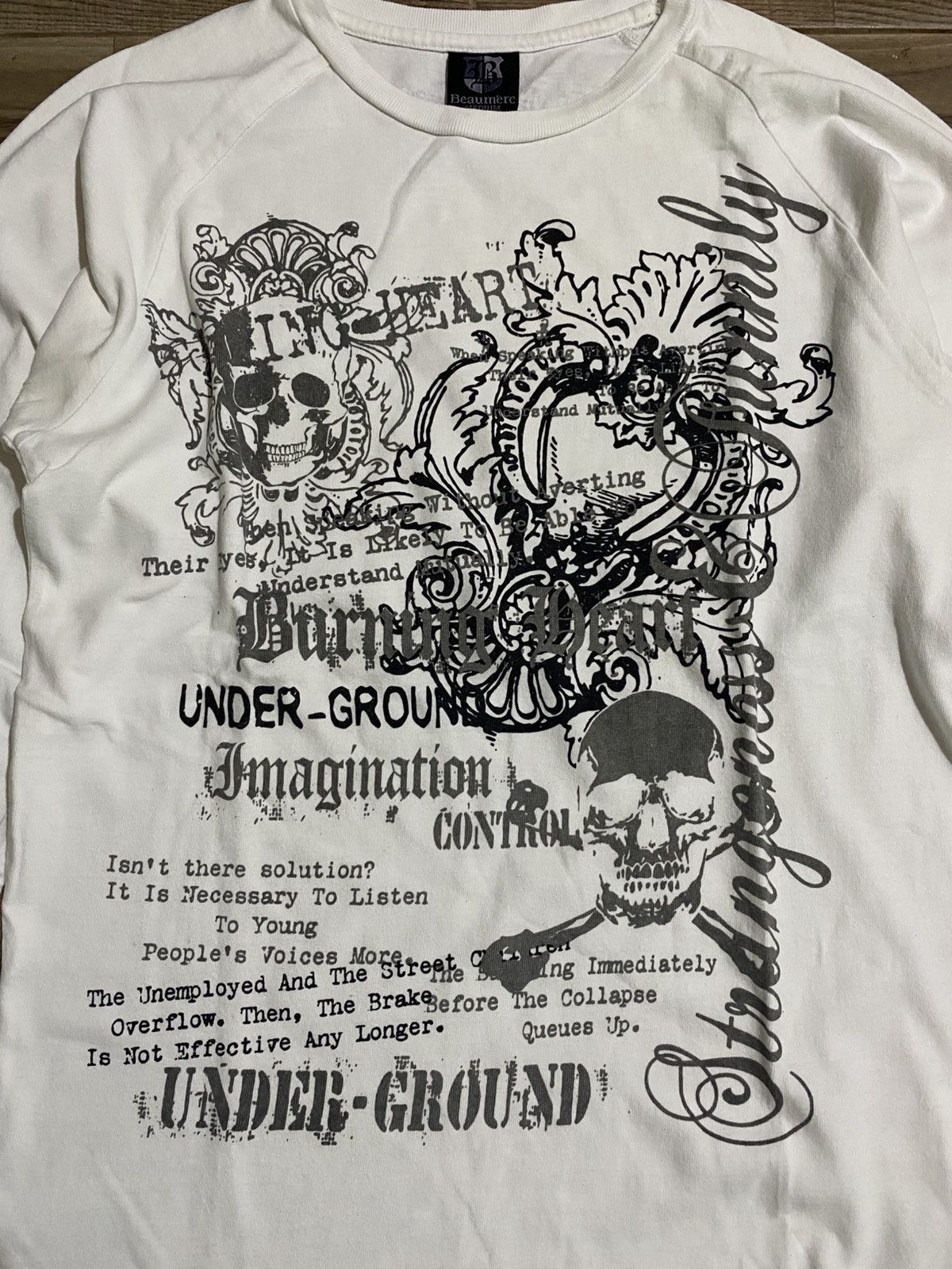 Japanese Brand × Vintage UNDERGROUND SKULL BEAUMERE RAGLAN TEE Size US M / EU 48-50 / 2 - 2 Thumbnail