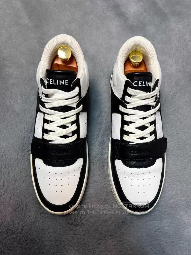 Celine Celine Black and White Panda Velcro Sneakers i Size US 7 / EU 40 - 1 Thumbnail