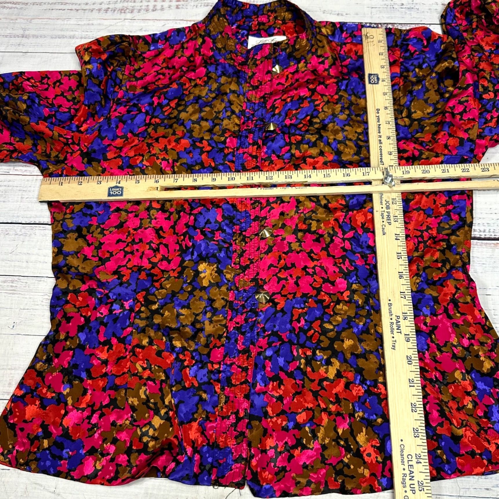 Vintage Vtg Lilli Ann Collection Womens Silk Blouse Long Sleeve Sz L Purple Pink Print Shirt Female Size L / US 10 / IT 46 - 2 Thumbnail