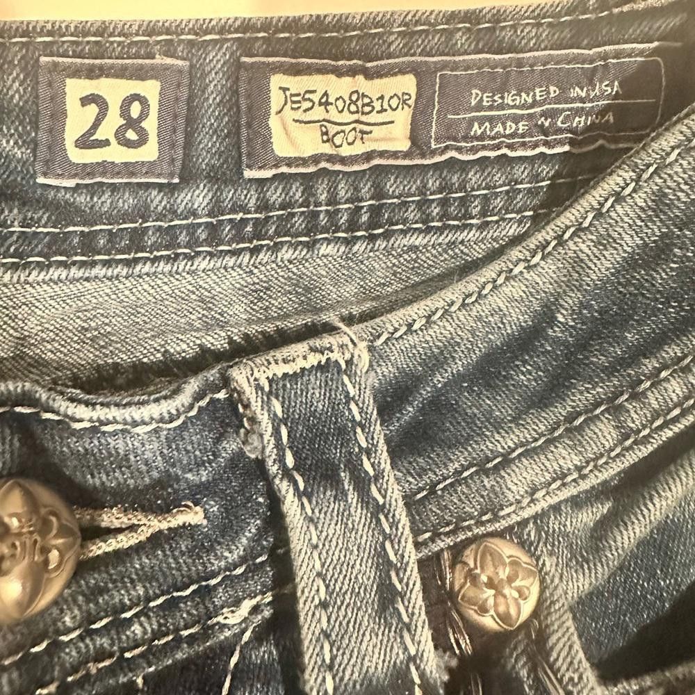 Designer Miss Me Embellished Crystal Signature Boot Cut Jeans 28 Size 28" / US 6 / IT 42 - 4 Thumbnail