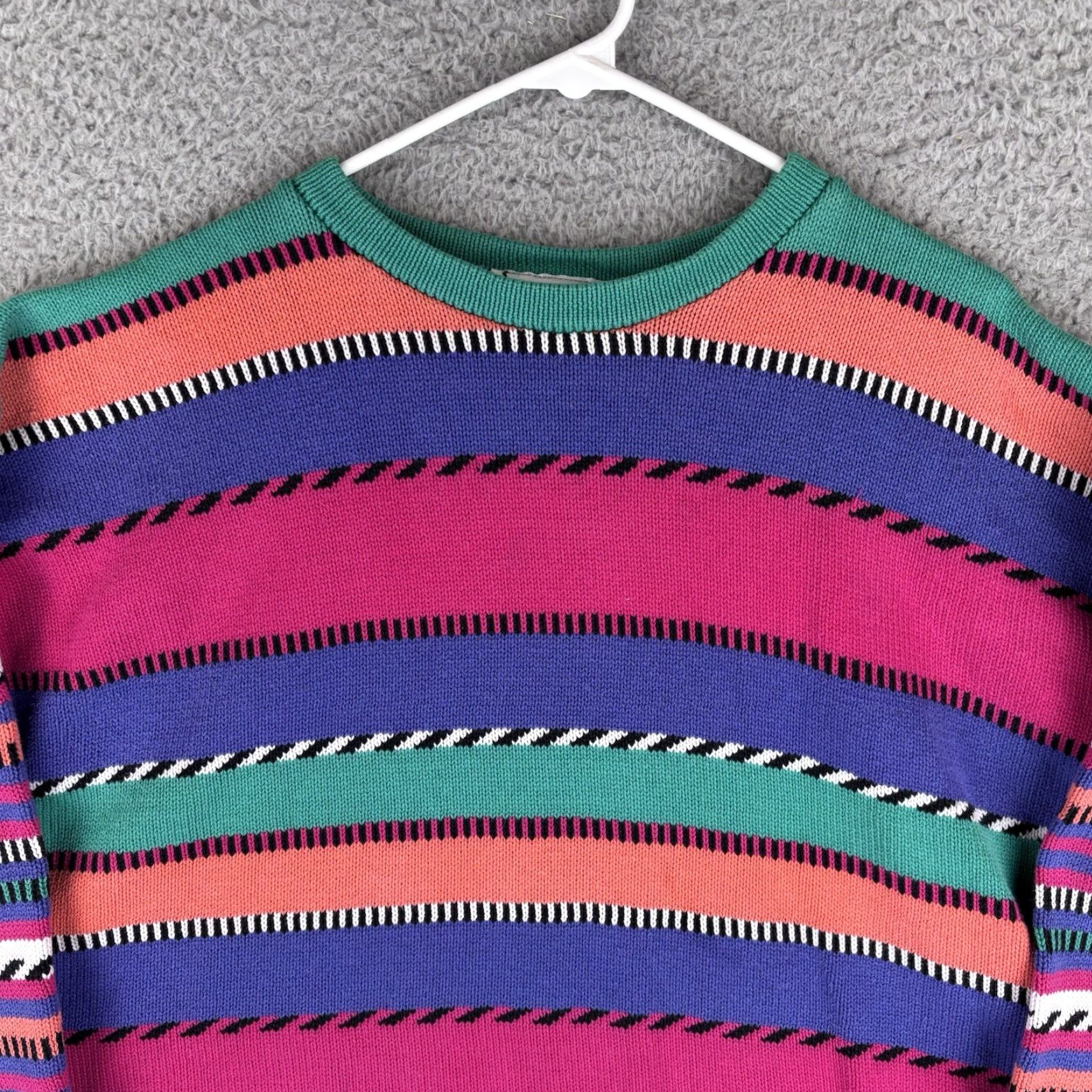 Vintage VINTAGE Capezio Sweater Womens Large Stripe Cotton Knit 90s Made USA Size L / US 10 / IT 46 - 2 Thumbnail