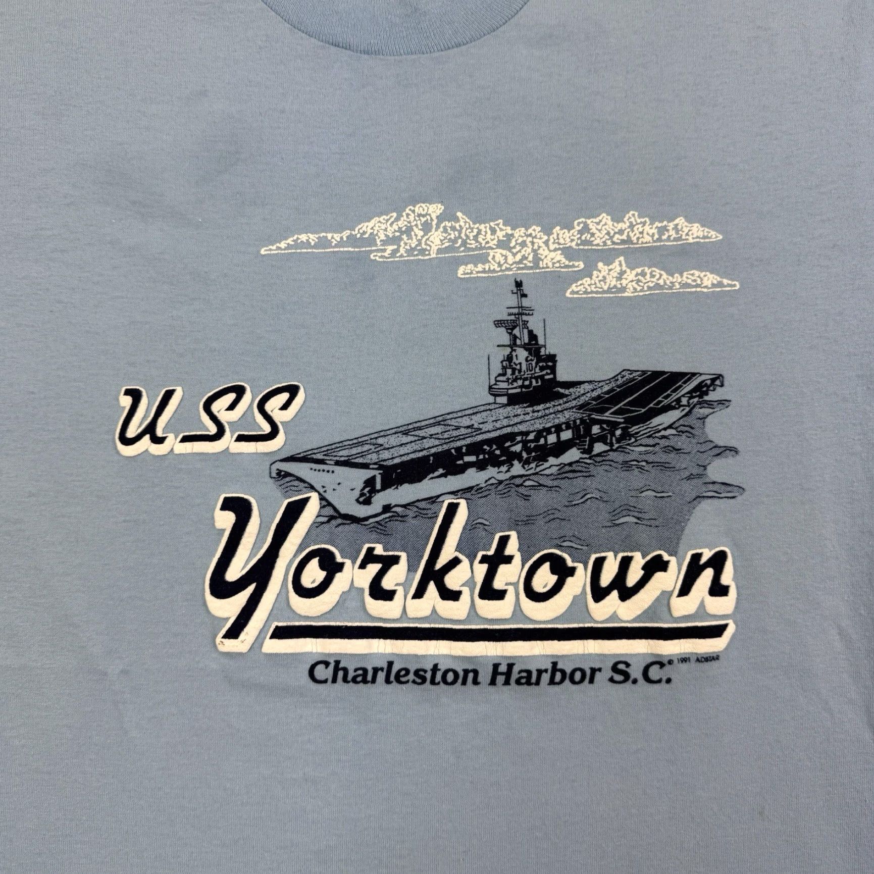 Vintage VINTAGE USS Yorktown T Shirt Adult Large Blue Charleston Harbor US Navy 90s USA Size US L / EU 52-54 / 3 - 2 Thumbnail