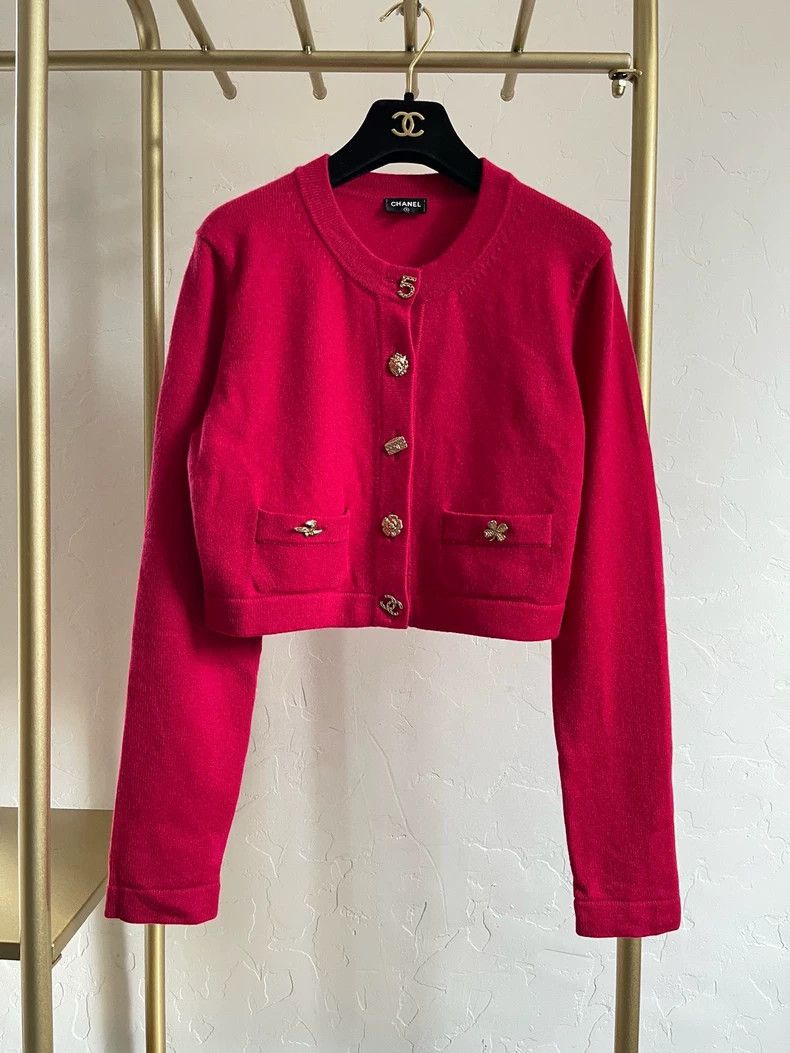 Chanel Chanel 22b cherry red short cardigan coat | Grailed