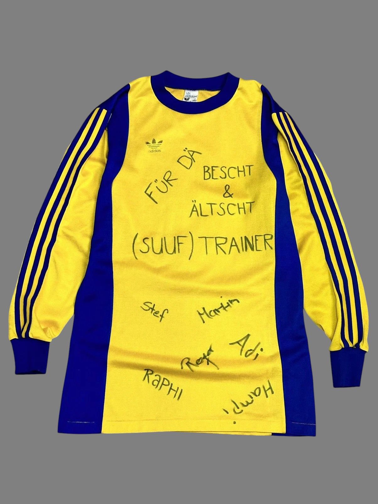 Vintage Adidas Retro 1990s Football Top Longsleeve Yellow Vintage Size US M / EU 48-50 / 2 - 1 Thumbnail