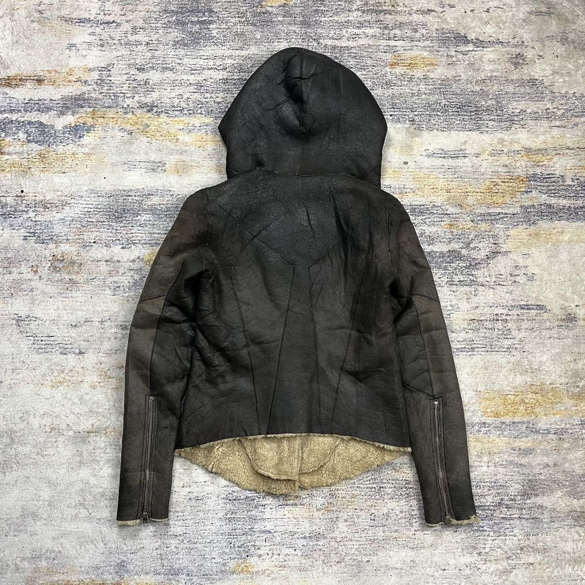 Helmut lang asymmetric hooded shearling leather jacket