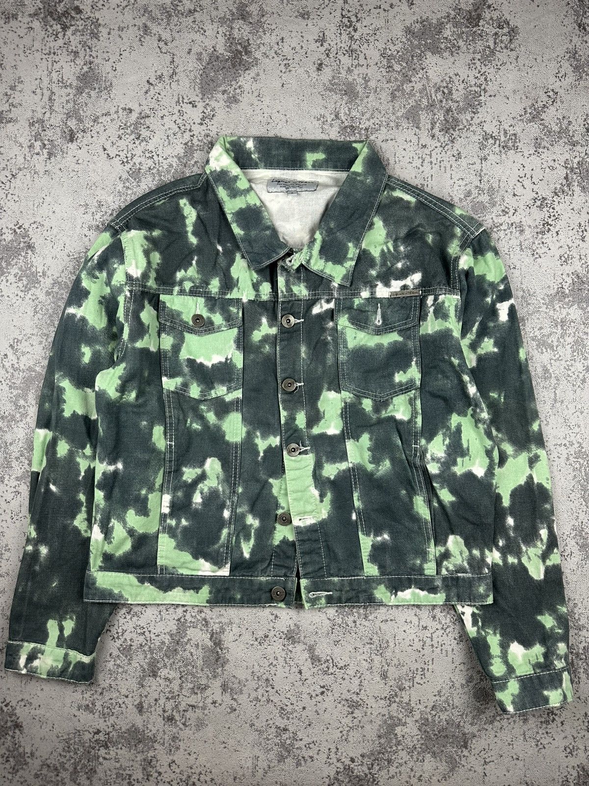Hysteric Glamour Liquor n Poker Green Acid Wash Denim Jacket Tie-Dye Size US S / EU 44-46 / 1 - 1 Thumbnail