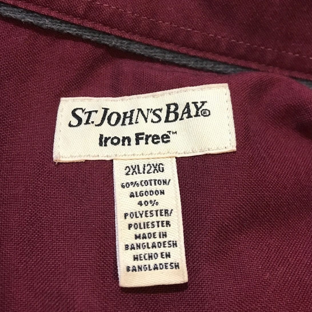 St. Johns Bay St. John's Bay Retro 90s Vintage Burgundy Shirt Men 2XL Size US XXL / EU 58 / 5 - 3 Thumbnail