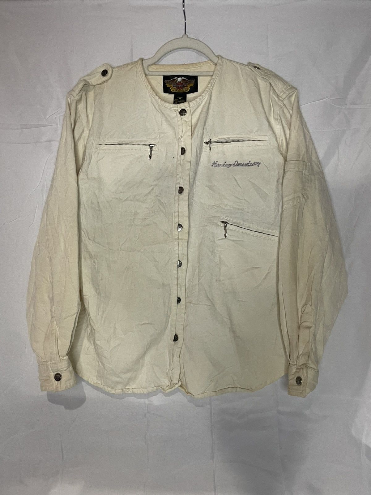 Harley Davidson 1998 Harley Davidson Button Up Zipper Biker Jacket Vintage Size US M / EU 48-50 / 2 - 1 Thumbnail