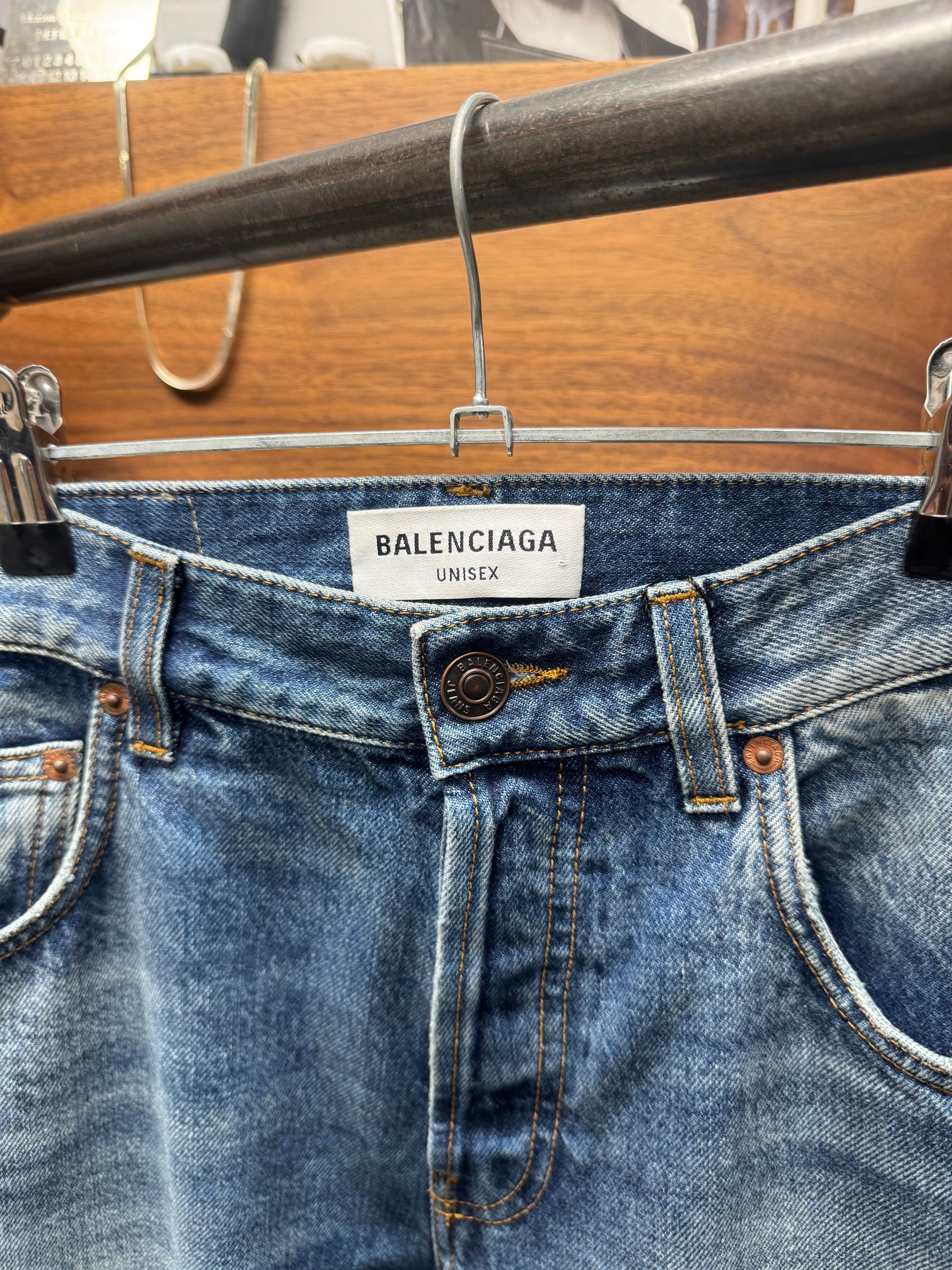 Balenciaga 2021 Balenciaga Washed Blue ‘Heelbite’ Bootcut Denim Size US 30 / EU 46 - 2 Thumbnail