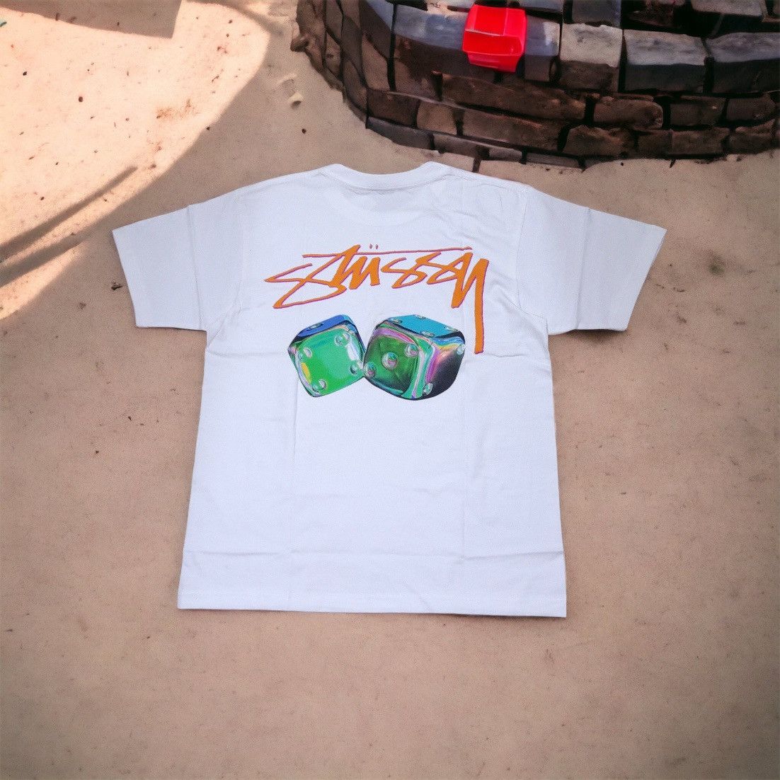 image of Stussy 3D Dice Tee in White, Men's (Size Medium)