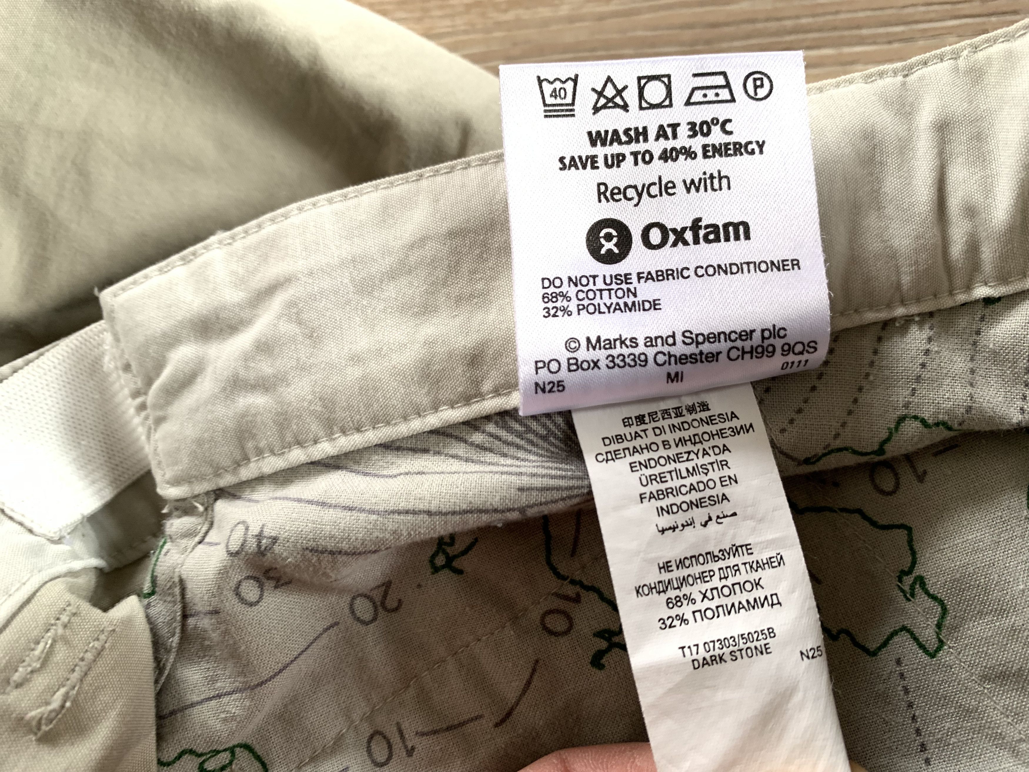 Marks & Spencer Mark&Spencer Active Waist Casual Khaki Cotton Pants Size US 38 / EU 54 - 8 Thumbnail