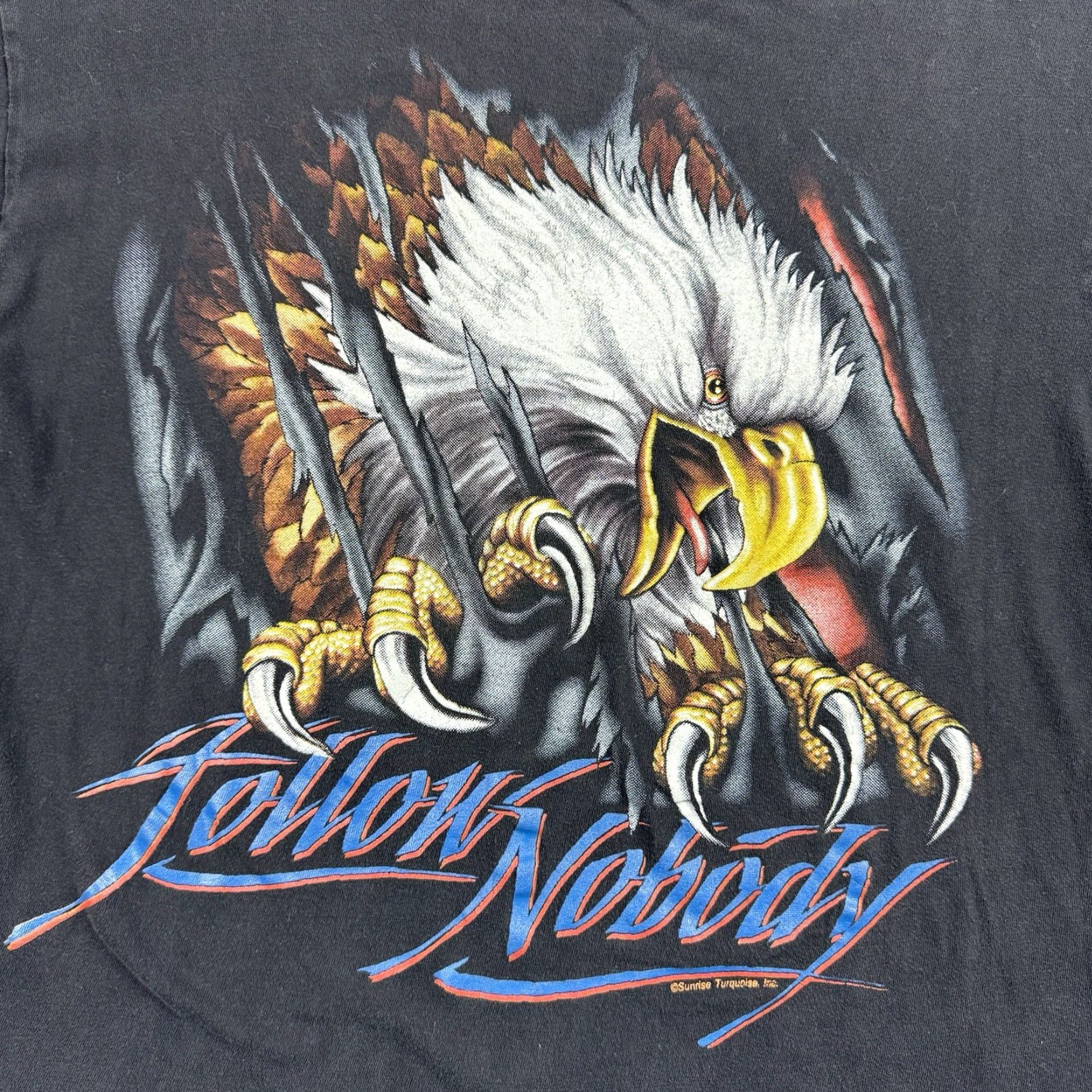 Vintage VINTAGE American Thunder T-Shirt Men's L Black 90s Eagle USA Biker Animals Size US L / EU 52-54 / 3 - 2 Thumbnail