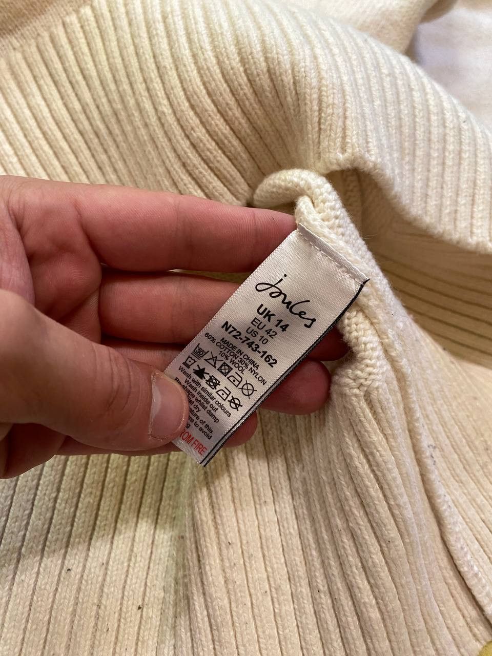 Vintage Joules Abigail Cream High Neck Intarsia Ski Jump Size L / US 10 / IT 46 - 3 Thumbnail
