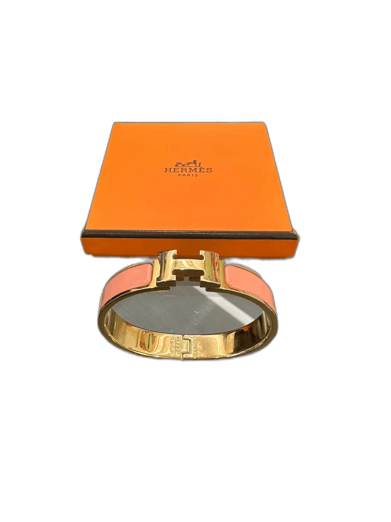 Hermes Hermes Clic H Pink Enamel Gold Bracelet Size ONE SIZE - 1 Thumbnail