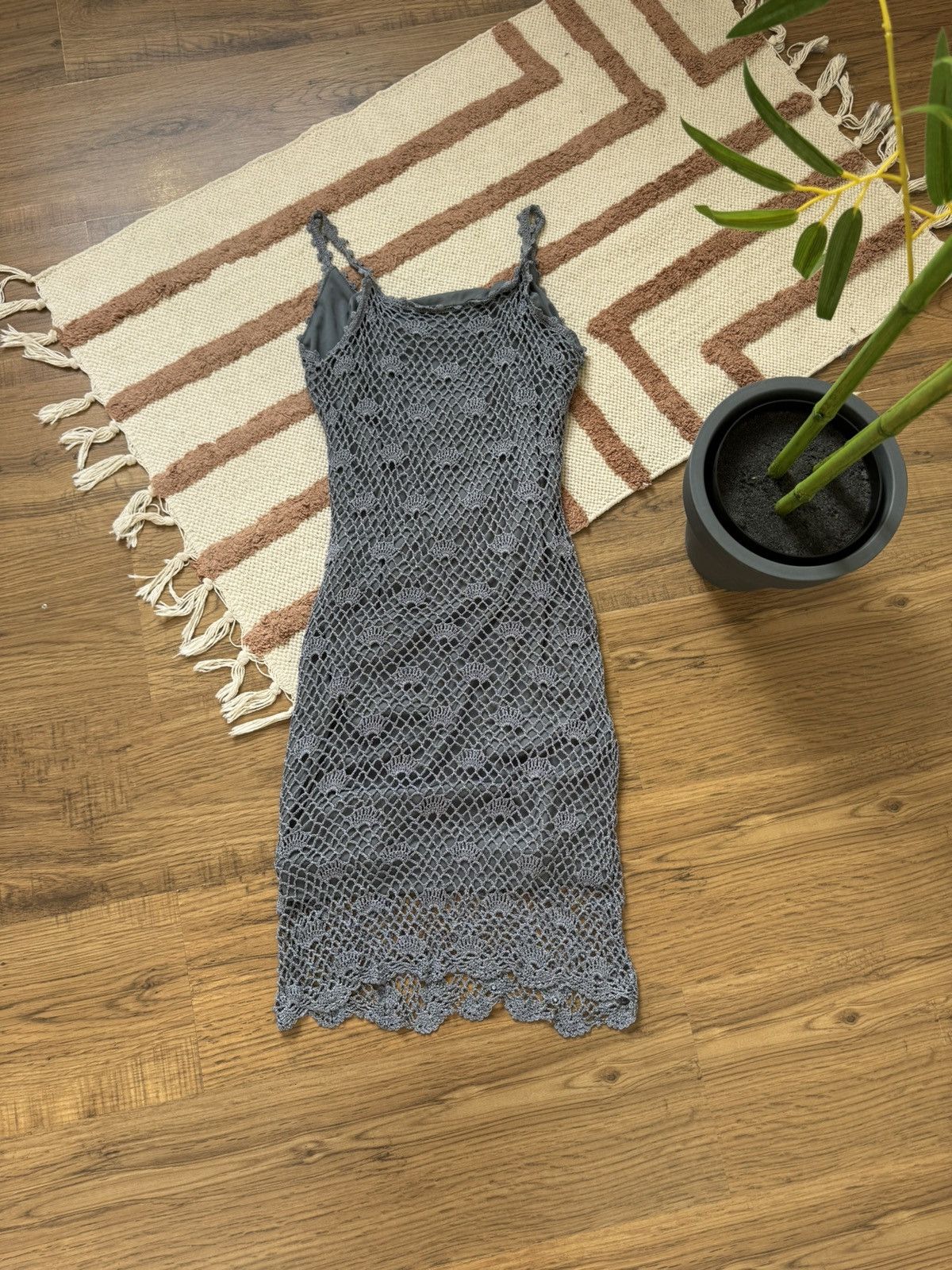 Vintage 🐚 VINTAGE SHELL MESH KNITTED BEACH DRESS Size S / US 4 / IT 40 - 6 Thumbnail
