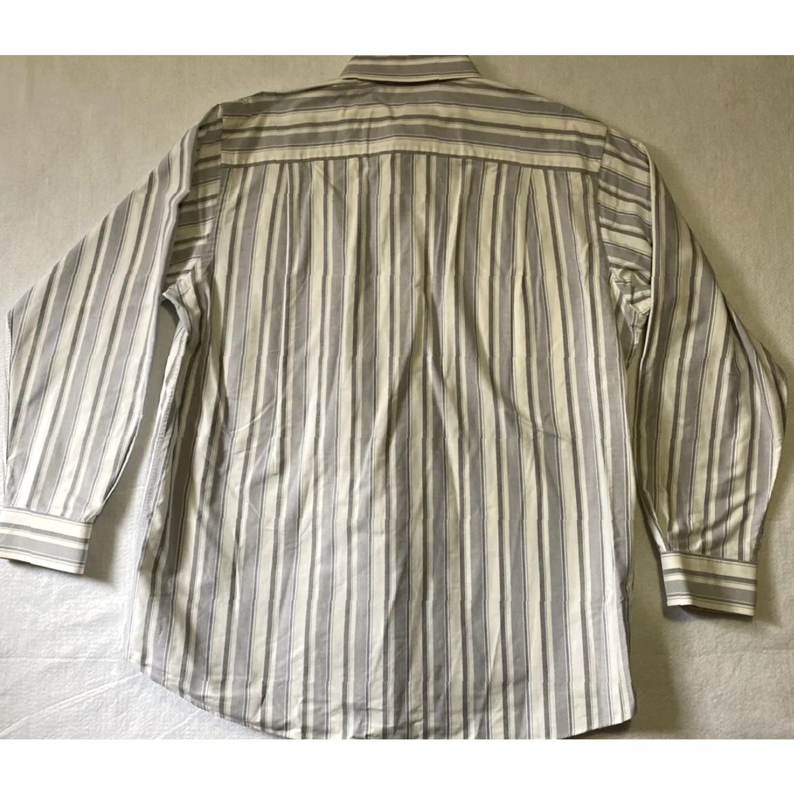 Vintage Paul Frederick Button Dress Shirt Men’s XL Gray Long Sleeve Striped Button-Down Collared Size 46R - 7 Thumbnail