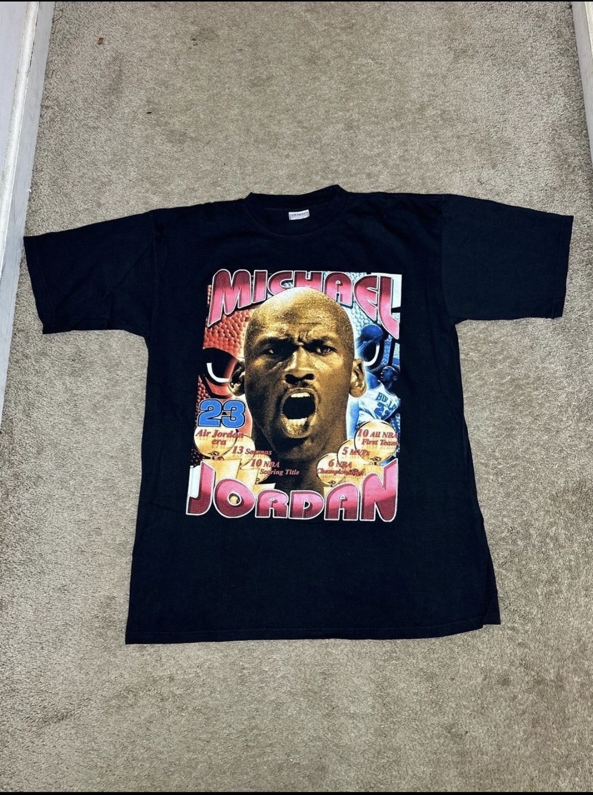 image of Rap Tees x Vintage Chicago Bulls Micheal Jordan Farewell Shirt in Black, Men's (Size XL)