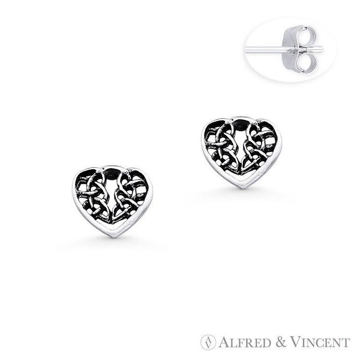 Other Woven Heart Charm Stud Earrings in .925 Sterling Silver Size ONE SIZE - 1 Preview