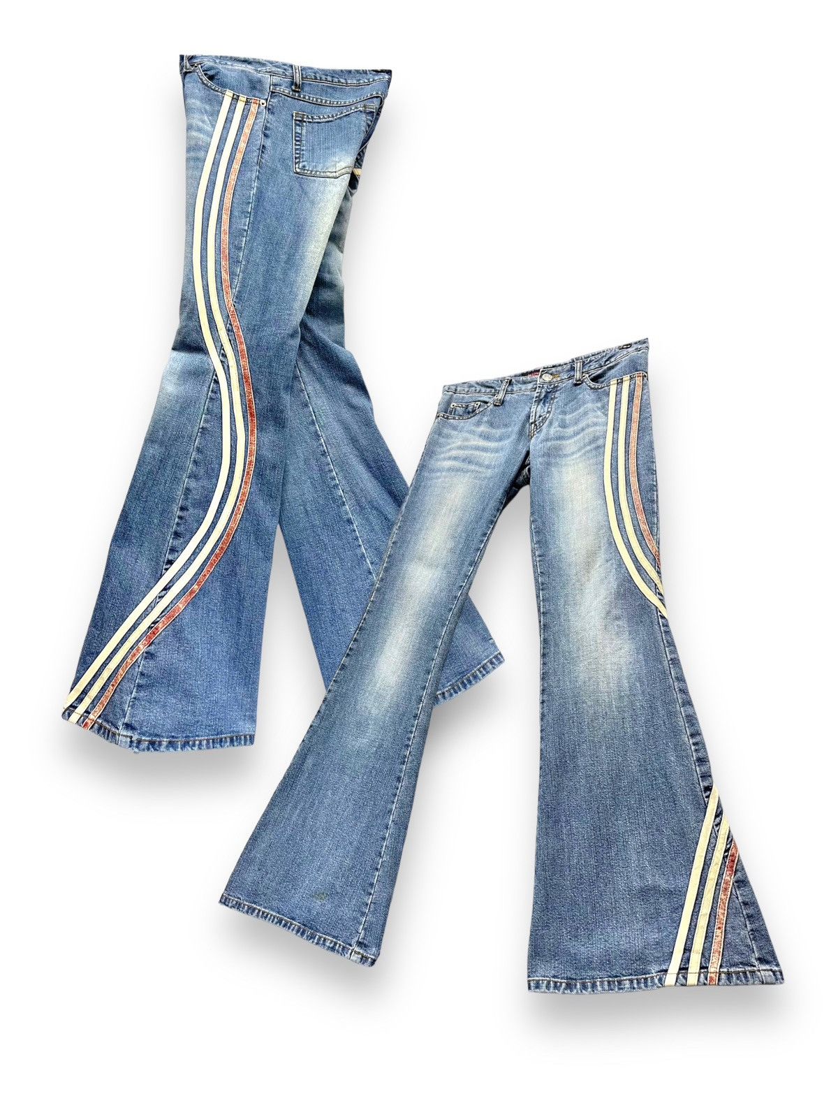 Other ALGONQUINS Distressed 3 Stripes Skinny Ultra Flare Low Rise Size 28" / US 6 / IT 42 - 1 Thumbnail