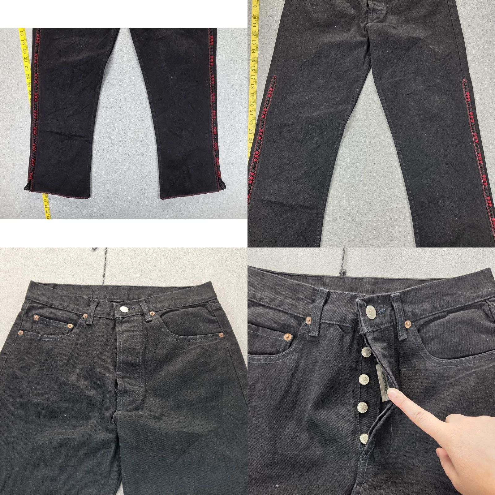 Levi's Levi's 501 Jeans Mens Black Straight USA Vintage 90s 28x29 Modified Fits 31 Inseam 34 Pockets Embroidered Denim Button Closure Mens Size US 31 - 9 Thumbnail