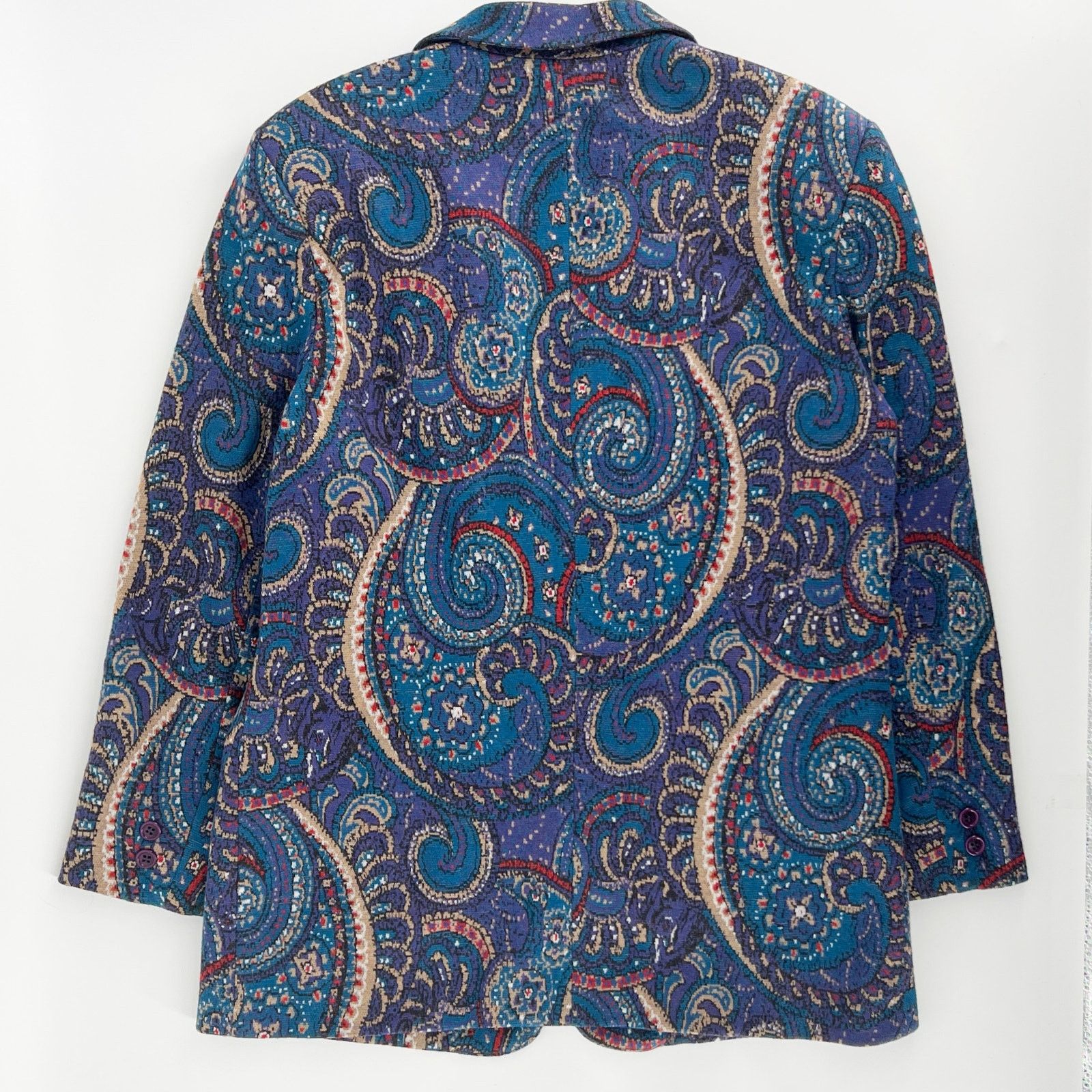 Vintage 90s paisley knit blazer jacket 1990s vintage Size S / US 4 / IT 40 - 2 Thumbnail