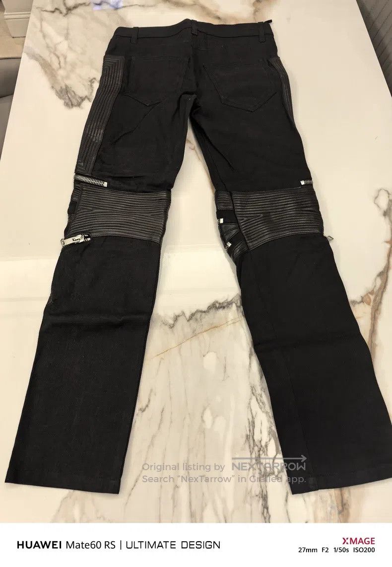 Saint Laurent Paris Saint Laurent Paris Black Leather and Fabric Moto Pants Size US 27 - 5 Thumbnail