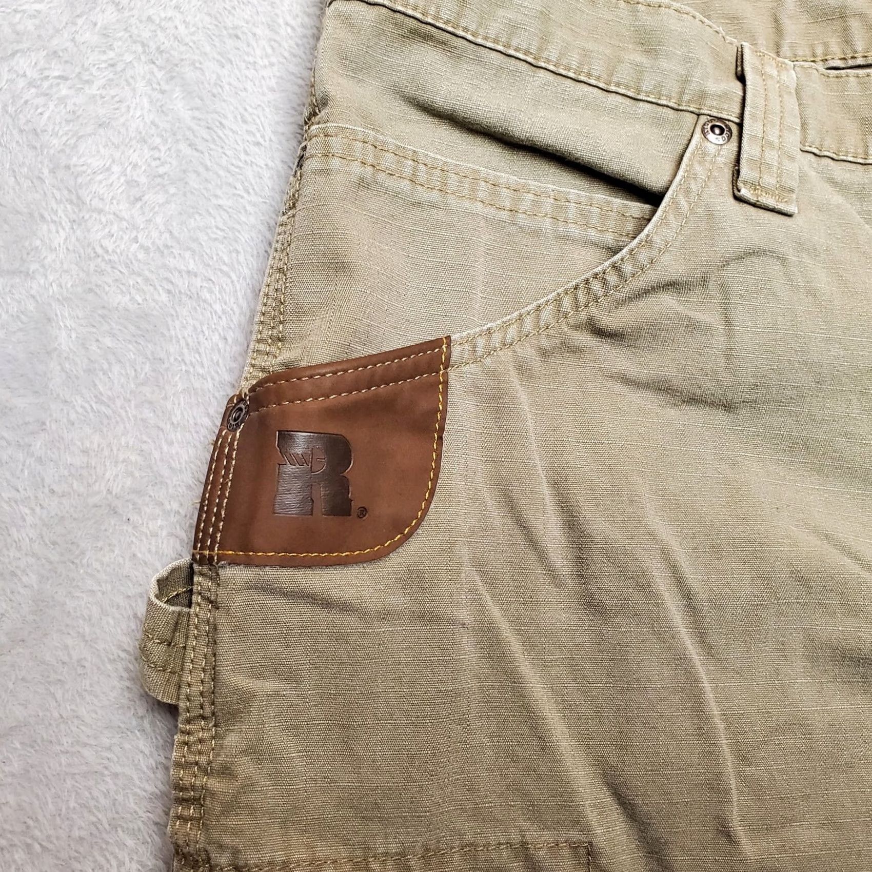Wrangler Wrangler Pants Mens 42x32 Green Riggs Workwear Carpenter Cargo Ripstop Canvas 5-Pocket Utility Belt Loops Size US 42 / EU 58 - 4 Thumbnail