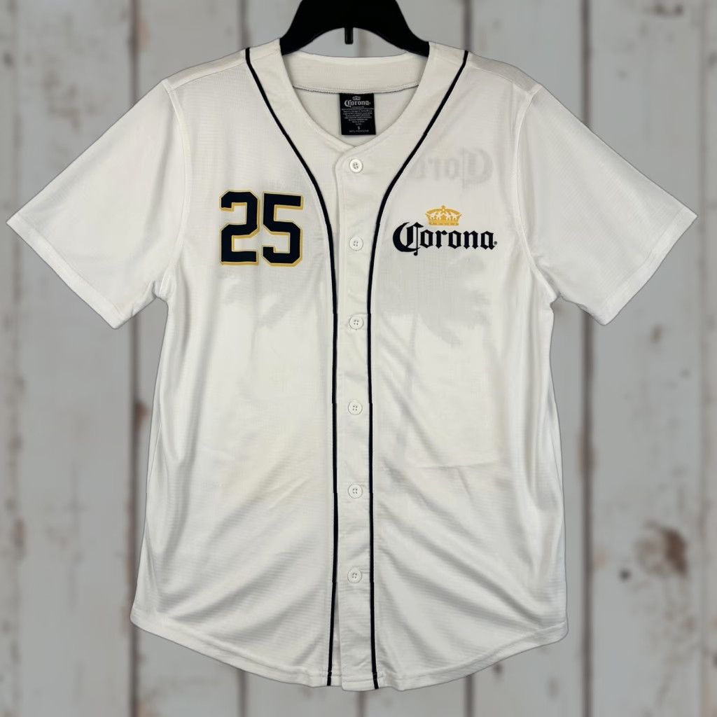 Vintage Corona Shirt Mens Small Baseball Jersey Button Up Palm Trees 25 La Vida Mas Fina Size US S / EU 44-46 / 1 - 1 Thumbnail