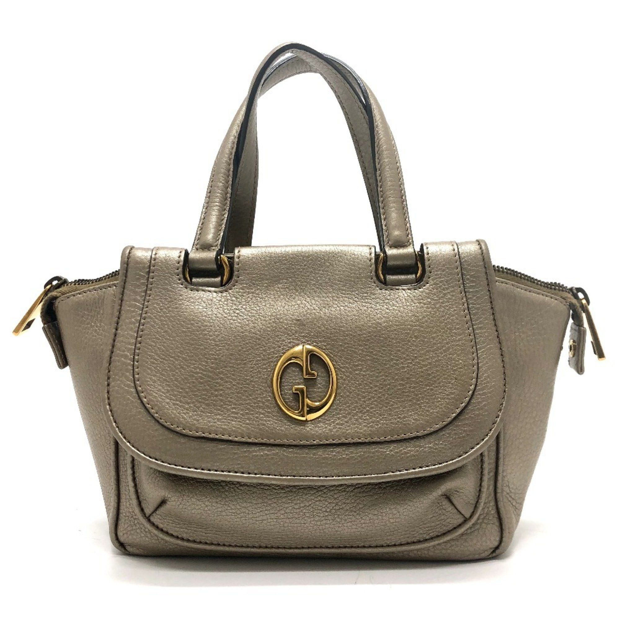 GUCCI 282481 GG Double G Detail Handbag Leather Women's Gold