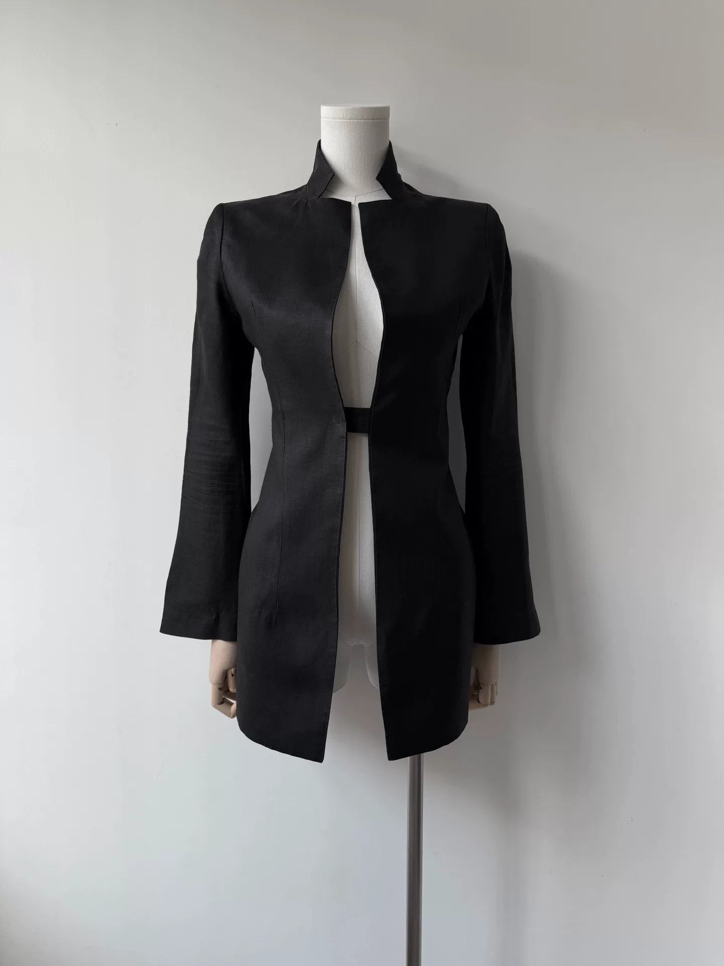 yohji yamamoto femme black ramie jacket