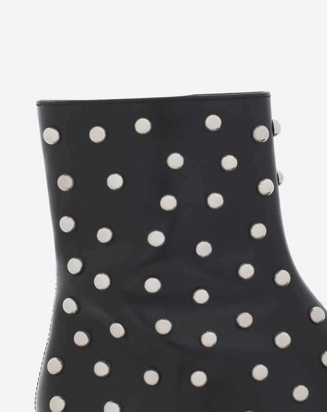 Lanvin o1w1db11124 Medley Studded Leather Ankle Boots Black/Silver Size US 12 / EU 45 - 5 Thumbnail