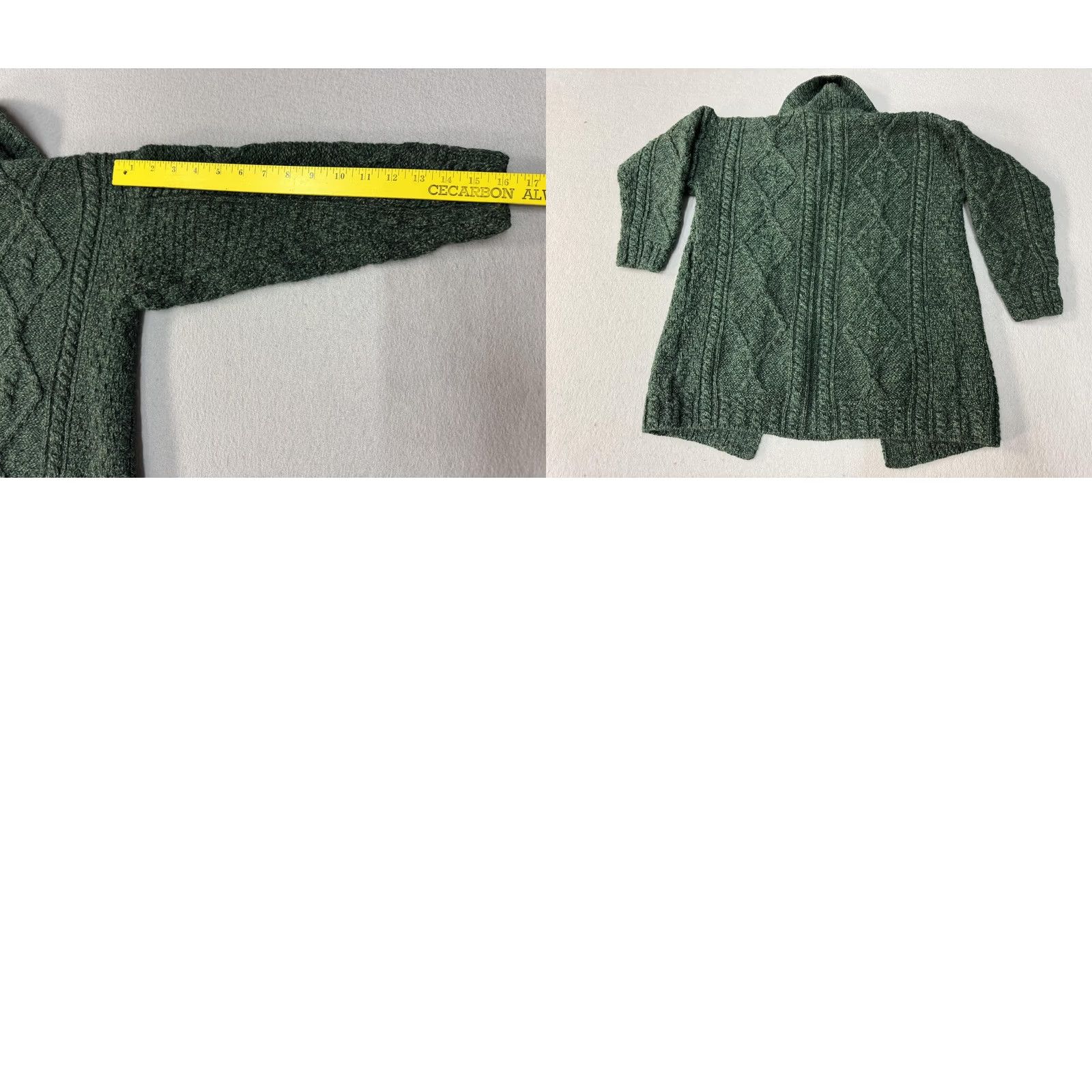 Vintage Carraig Donn Sweater Womens Medium Green Aran Cable Knit Ireland Wool Size M / US 6-8 / IT 42-44 - 8 Thumbnail