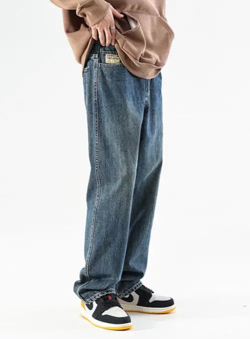 Japanese Brand Eri American street trend loose straight versatile jeans y2k Size US 32 / EU 48 - 3 Thumbnail