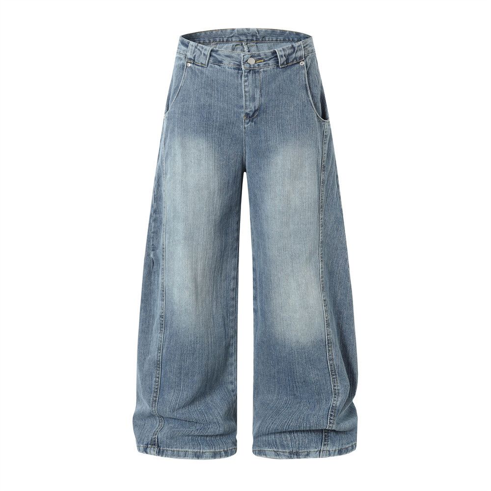 Japanese Brand × Vintage American retro loose wide-leg men's distressed washed jeans Size US 32 / EU 48 - 1 Thumbnail