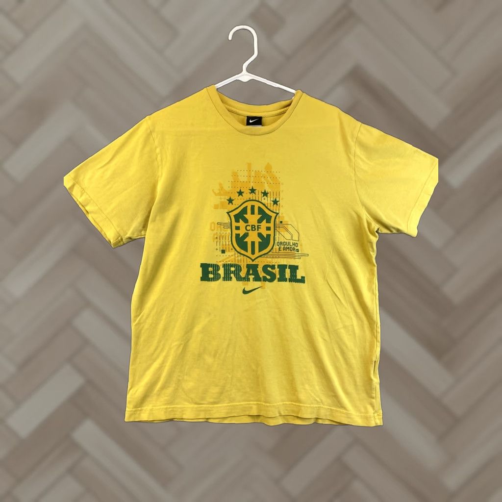 Nike Nike Brasil World Cup Soccer Tee L Yellow Funny Mens Size US L / EU 52-54 / 3 - 1 Thumbnail