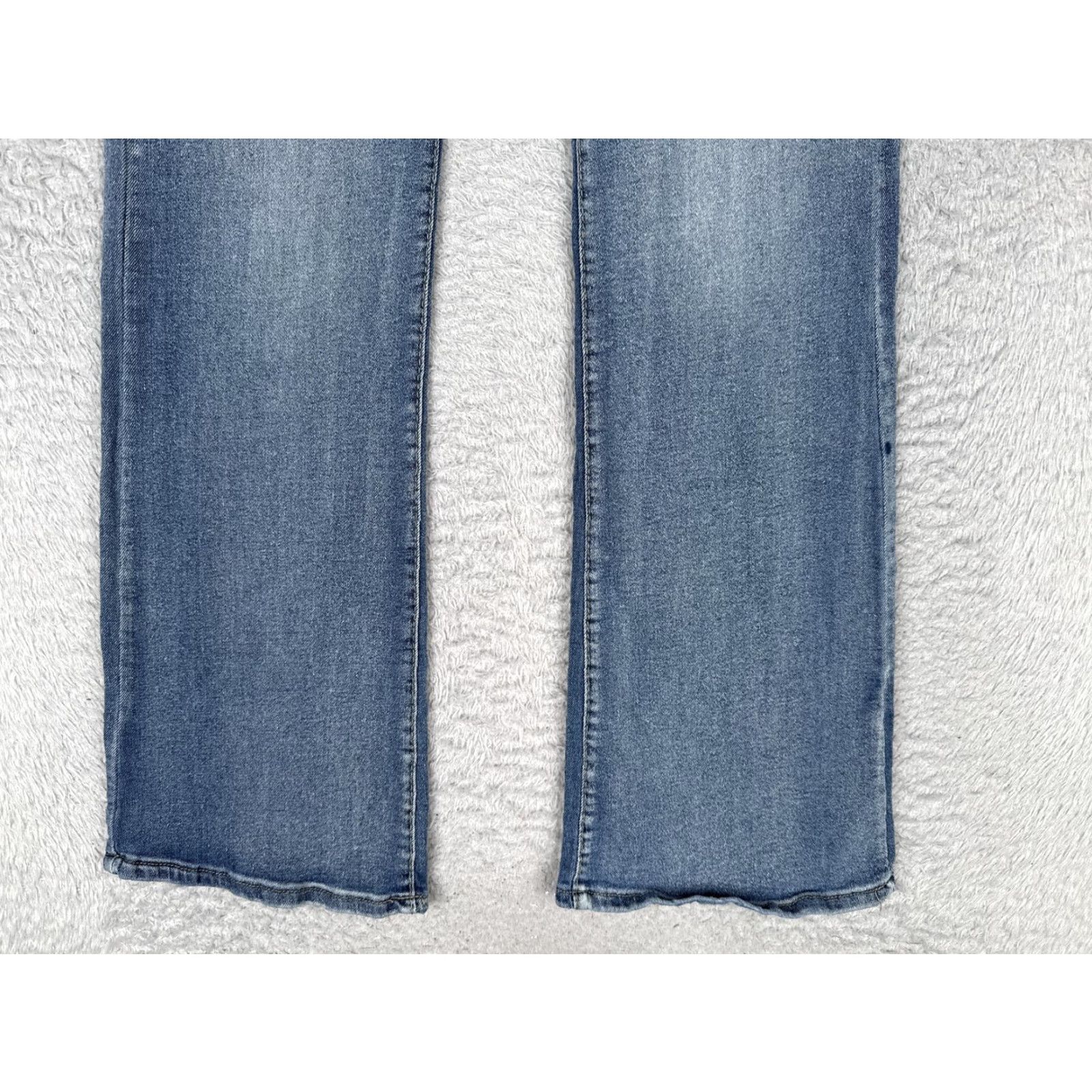 Denime Flare Jeans Womens Large Blue Med Wash Mid Rise Stretch Regular Fit 26x29 Denim Size 36" / US 14 / IT 50 - 3 Thumbnail
