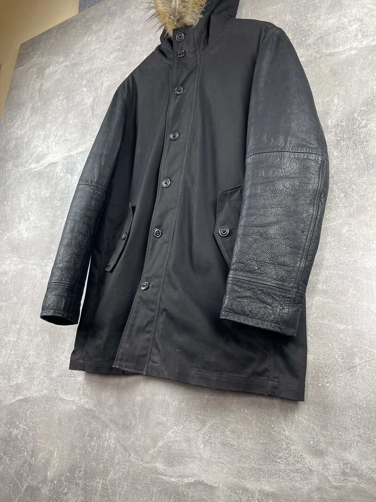 John Varvatos Archive John Varvatos USA Leather/Wax Cotton Parka Jacket Size US M / EU 48-50 / 2 - 3 Thumbnail