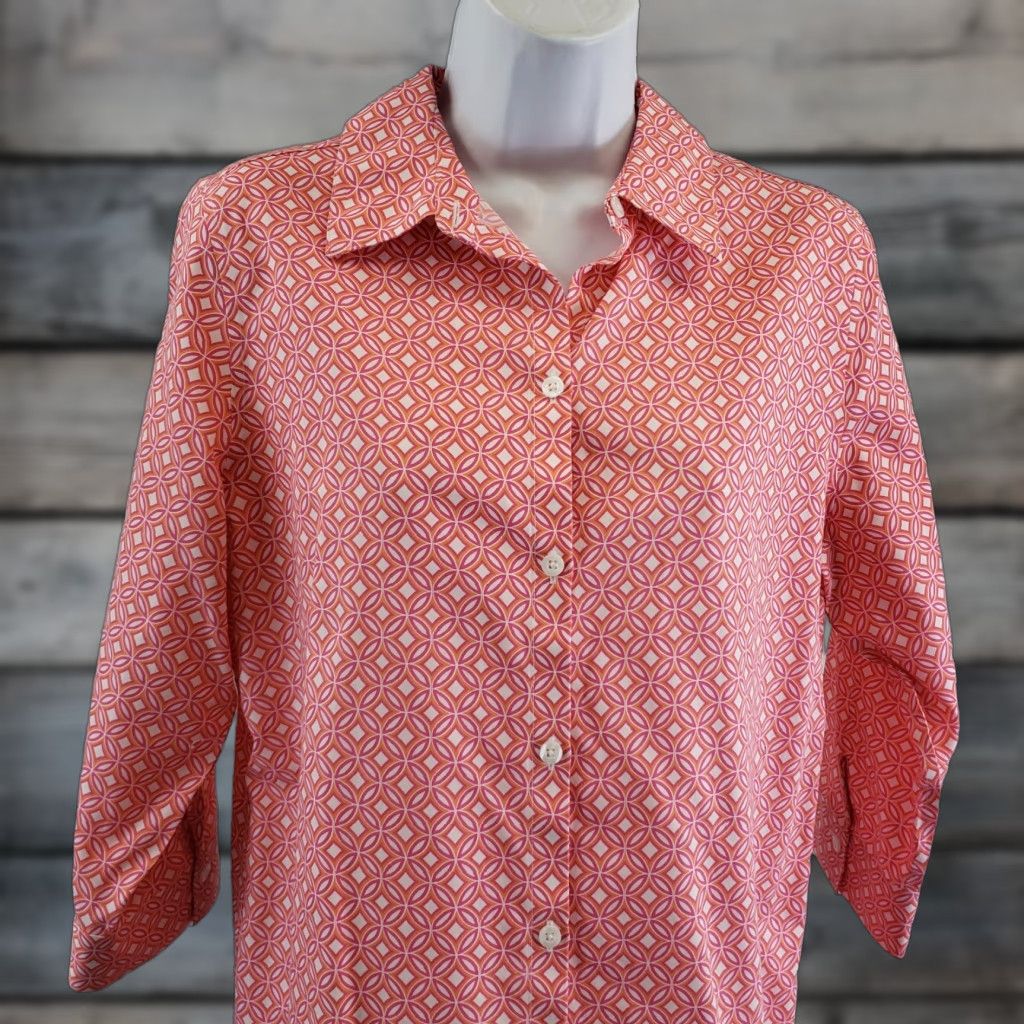 Vintage Chico's Button Front Shirt Womens Small Pink Cotton 3/4 Sleeve No Iron Shirt Woman Small Pink Cotton Size S / US 4 / IT 40 - 1 Thumbnail