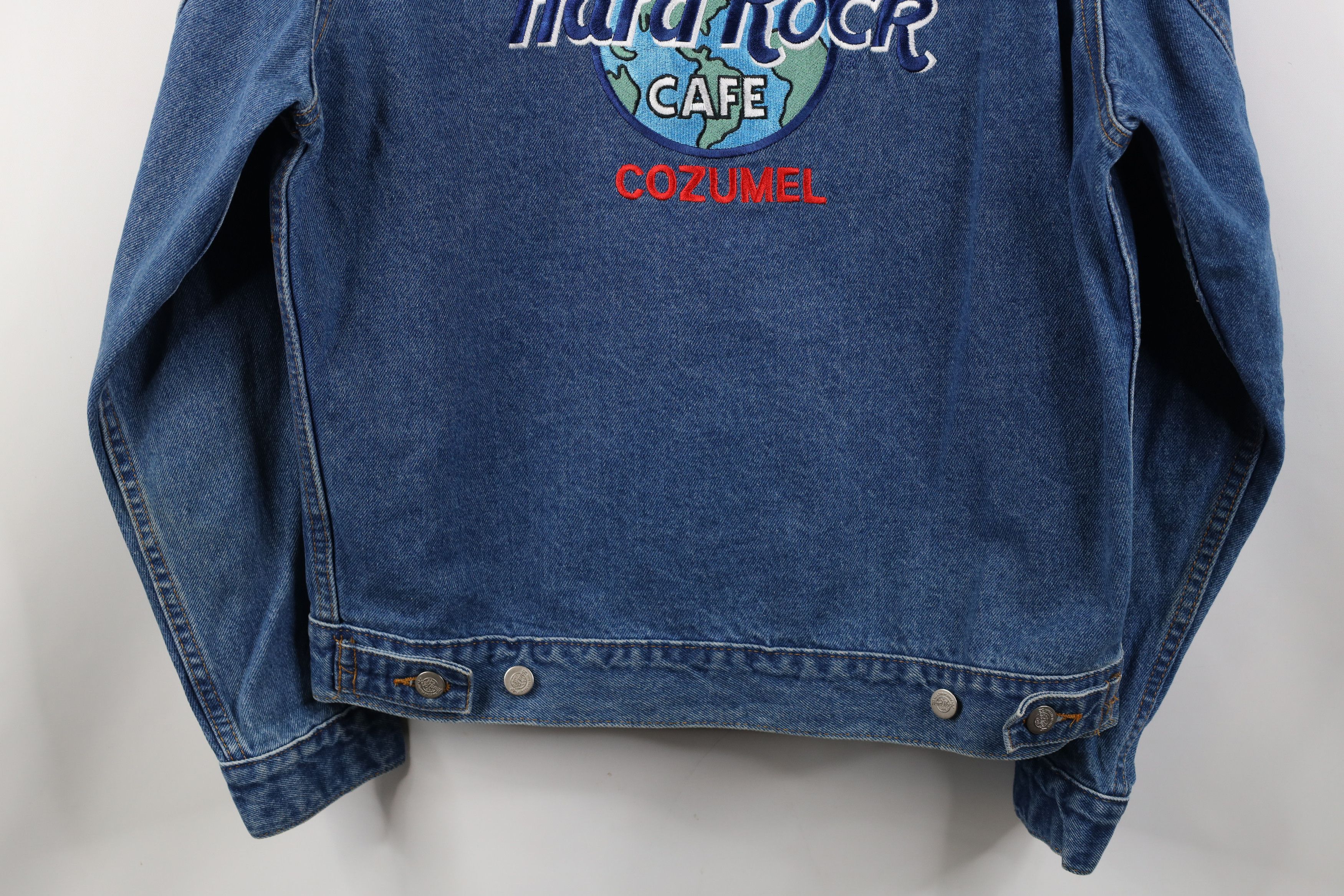 Hard Rock Cafe Vintage 90s Hard Rock Cafe The Planet Denim Trucker Jacket Size US M / EU 48-50 / 2 - 17 Thumbnail